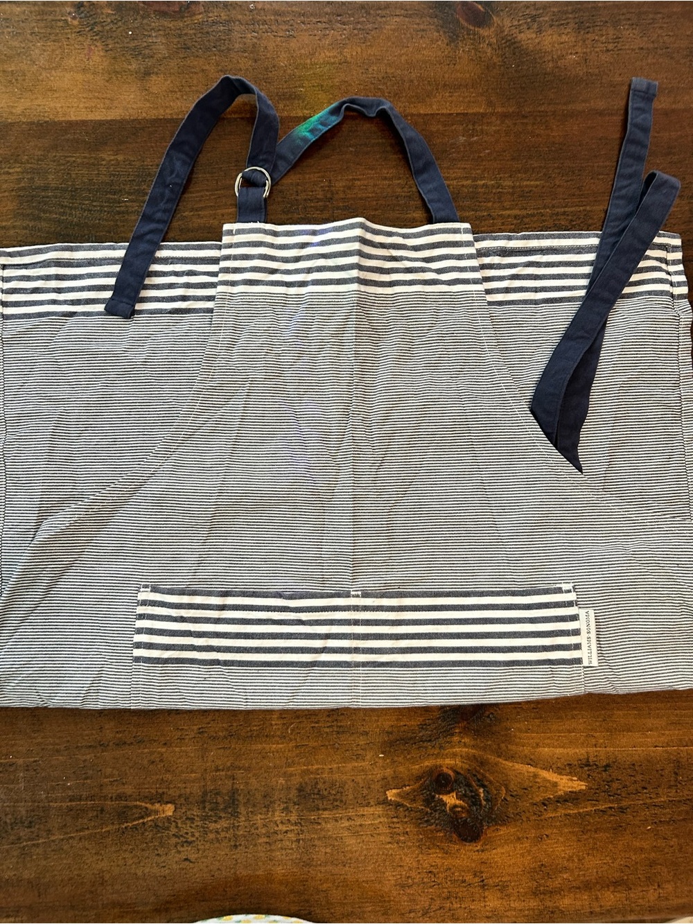 NWT William Sonoma Cotton Apron Blue Stripe Discontinued Pattern
